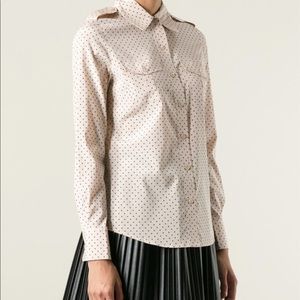 Tory Burch silk polka dot button up blouse size 8